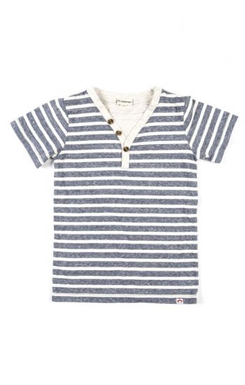 T-skjorte - Heather Navy Stripe, Blå & hvit
