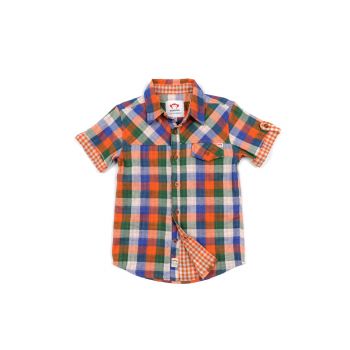 Kortermet skjorte - Harvey Check Shirt, Oransj rutet