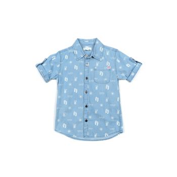 Kortermet skjorte - Sandals Pattern Shirt, lyseblå mønstret
