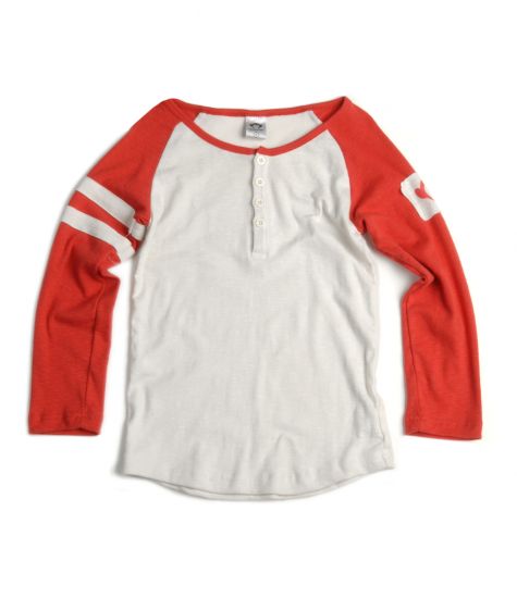 Langermet trøye - Baseball Henley Rust Mini, Hvit & rød