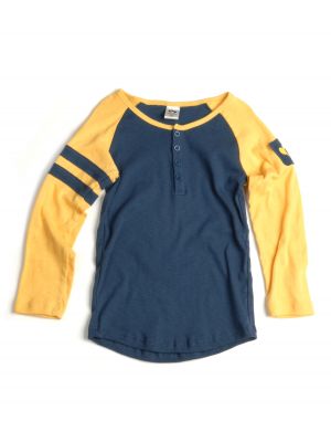 Langermet trøye -Baseball Henley Dijon Mini, Blå & gul